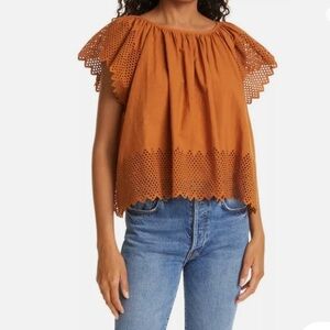 NWT The Great. The Eyelet Dale Top in Rust